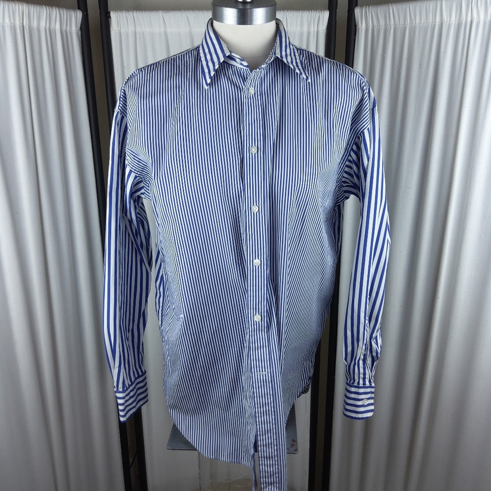 Polo Ralph Lauren Boyfriend Fit Button Down L/S Shirt, Blue/White Size 8